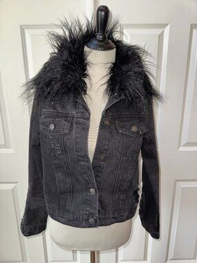 Killstar Grunge Goth Distressed Black Jeans Jacket NWOT